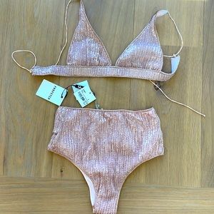 Oseree brand new with tags glitter bikini!! Light pink/peach color!!